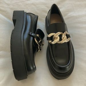 Black chunky loafers